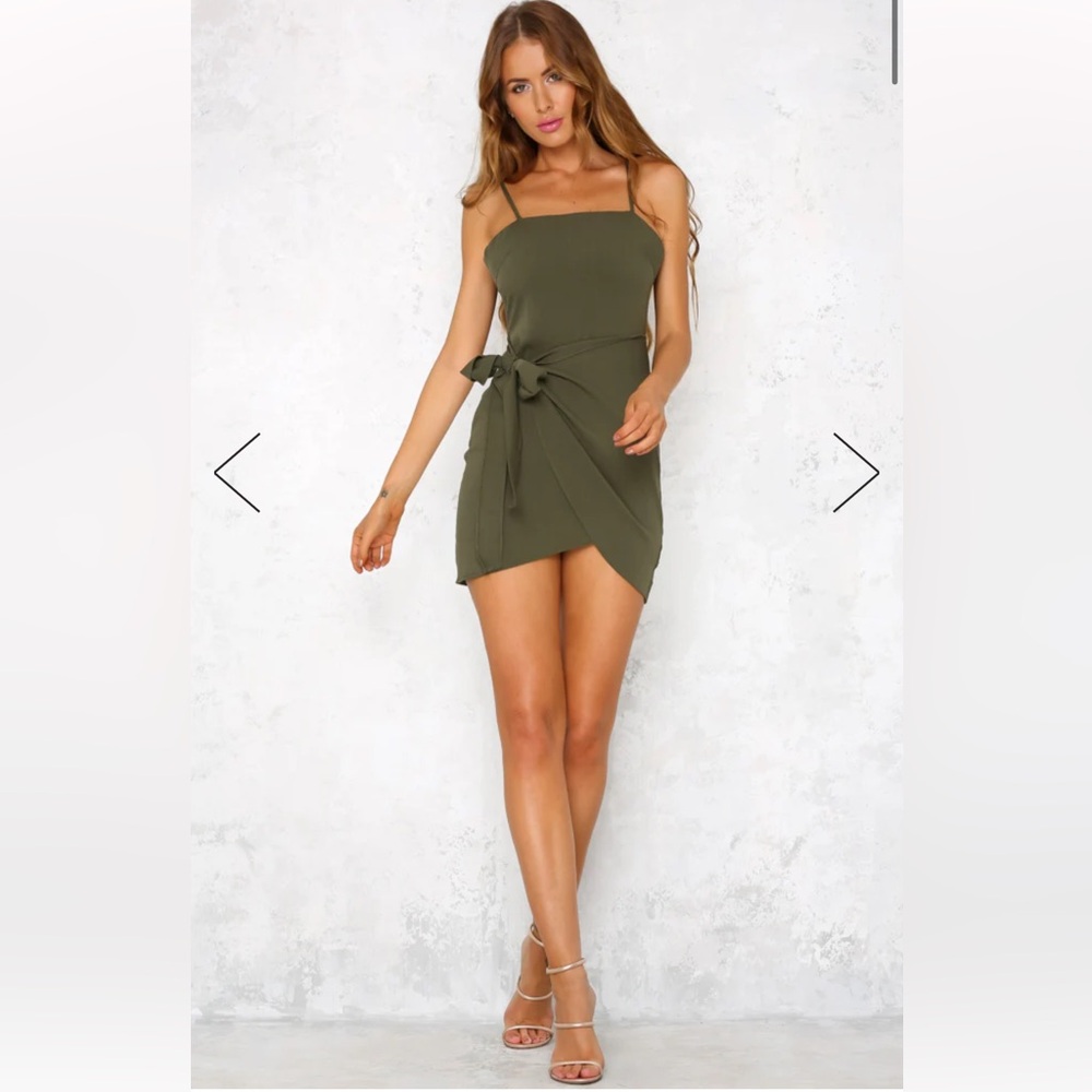 White Fox Olive Green Mini Dress